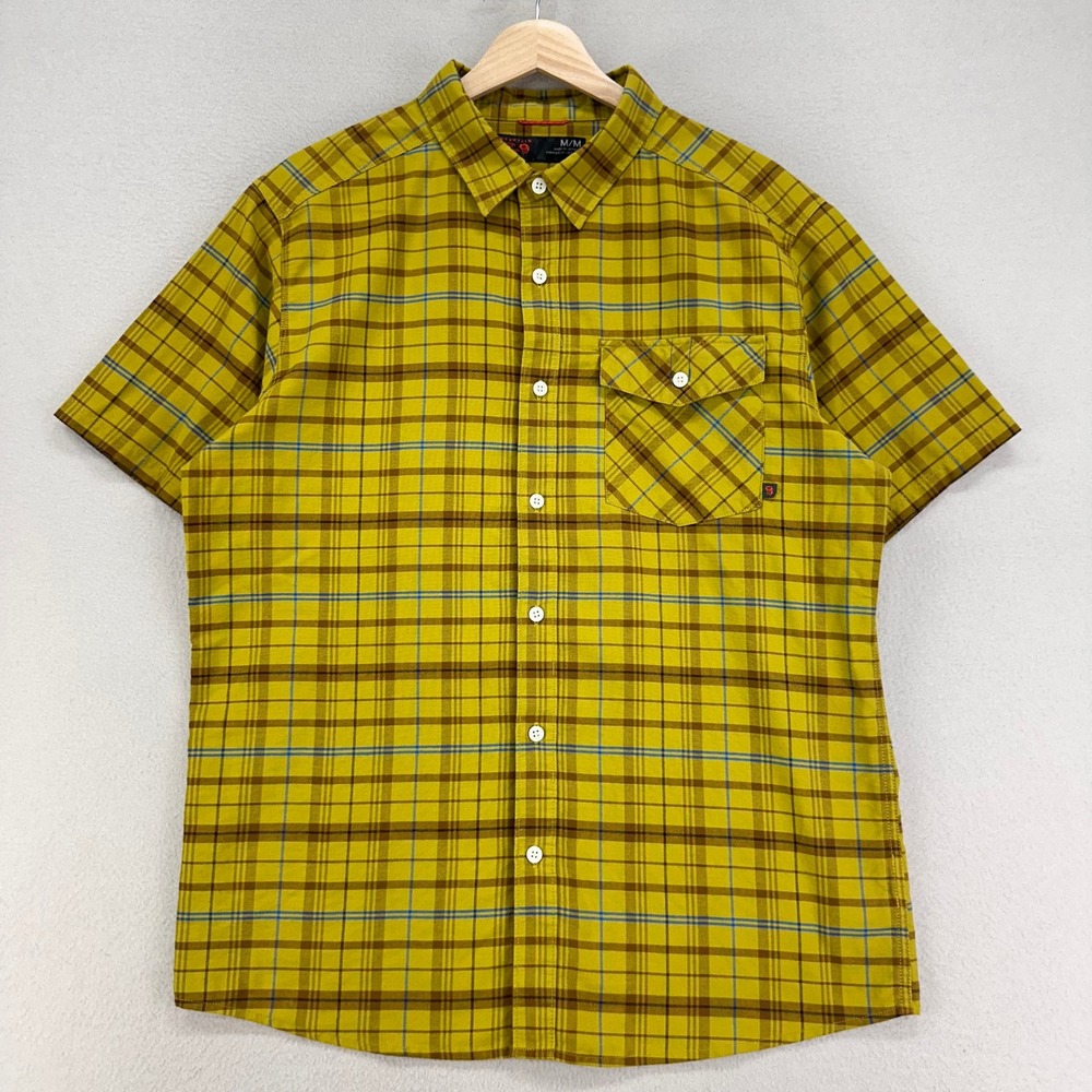 Mountain Hardwear Cottonwood Lite Shirt Mens Medium Plaid‎ Short Sleeve Hiking
